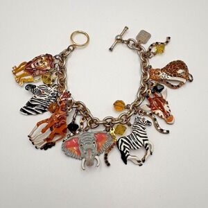 Lunch at The Ritz Safari Animal Enamel Charm Bracelet Toggle LATR 2GO 8"
